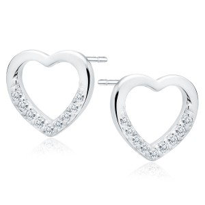 Cercei din argint inima cu pietre DiAmanti Z1697E-DIA (Argint 925‰ 1,4 g.)